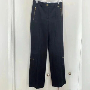St.John Sport by Marie Gray Black Utility Pants with Gold Zippers Sz 6